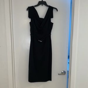 NWT Black Halo Jackie O Belted Sheath Dress, Size 8, Black